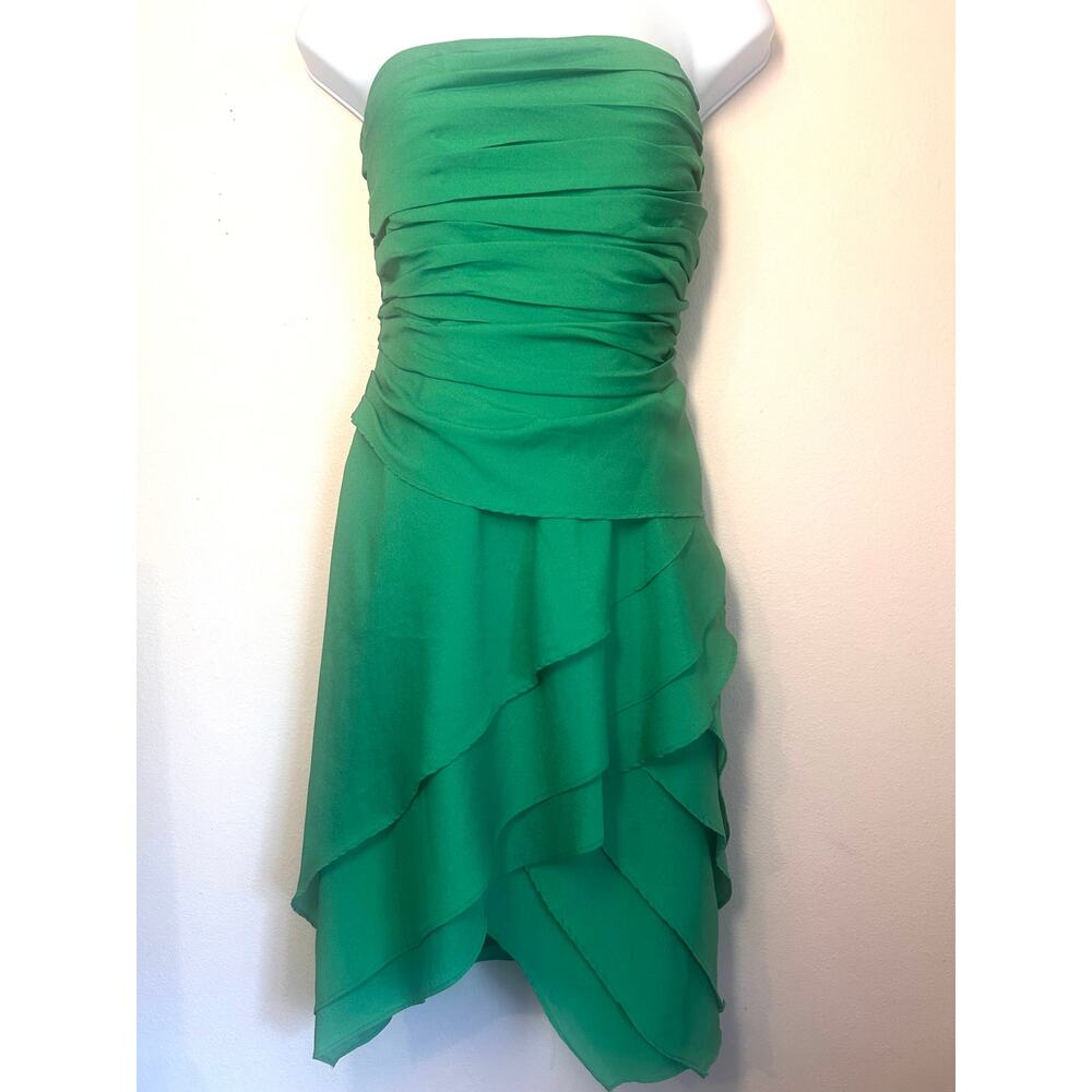 NWOT MM Couture Miss Me Kelly Green Shirred Layered Stretch Strapless Dress SZ L